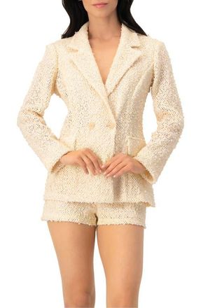 Ivonne Textured sequin see-through blazer with tailored silhouette in Natural at Nordstrom, Size 10