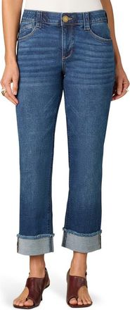 Wit & Wisdom Frayed High Waist Ankle Boyfriend Jeans in Blue at Nordstrom, Size 00P