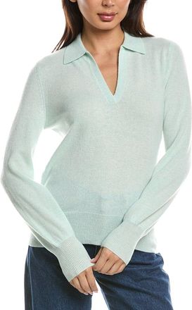 Fort&eacute; Cashmere Split Neck Cashmere Polo Sweater