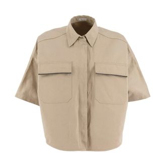 Brunello Cucinelli Dames, Blouses & Shirts, Beige, Maat: XS Leer