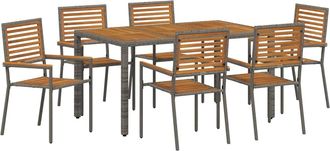 vidaXL Conjunto De Comedor De Jard&iacute;n 7 Uds. Gris Y Marr&oacute;n Vidaxl