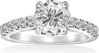 Pompeii3 1 1/2 ct Diamond Solitaire With Accents Round Engagement Ring 14k White Gold