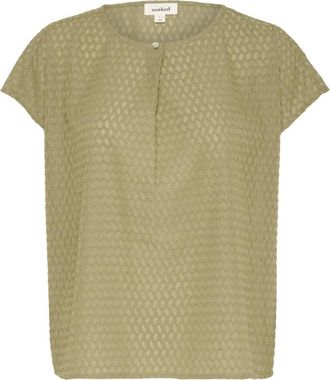 Soaked In Luxury Overhemden, Dames, Groen, S, Polyester, Groene Covert Top met knoopdetail