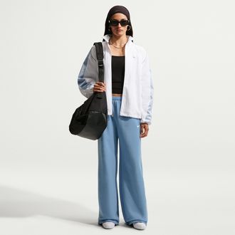 Nike Womens Studio Fleece Weight Mid-Rise Wide-Leg Pants in Blue | IU1958-486