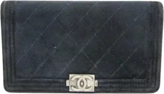 Chanel Pre-owned Wallets, female, Blue, Size: ONE SIZE Pre-owned Boy Long Wallet