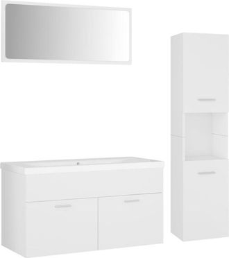 vidaXL Juego de muebles de baño madera de ingeniería blanco vidaXL