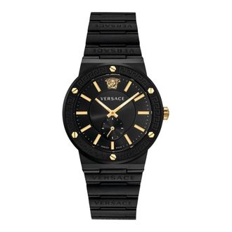 Versace Accessoires, Heren, Zwart, ONE Size, Greca Logo Polshorloge