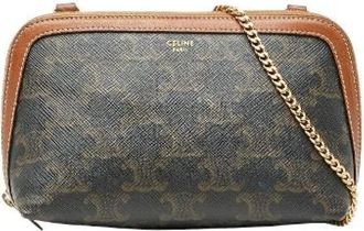 Celine Pre-owned Cross Body Bags, female, Brown, Size: ONE SIZE Pre-owned Triomphe PVC Leather Shoulder Bag