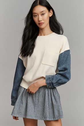 Grey Lab Denim Mixed Pullover Sweater