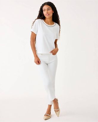 Lilly Pulitzer Clairmont Rhinestone Knit Top In Resort White