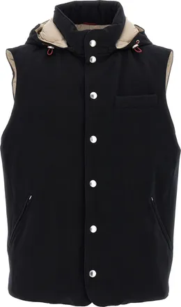 Brunello Cucinelli Black Wool Sleeveless Mens Jacket