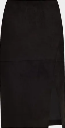 Alice & Olivia Siobhan Suede Front Slit Wrap Skirt