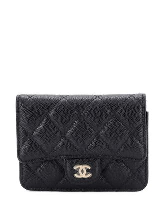 Chanel Classic Flap with Chain Quilted Caviar Small clutch bag - women - Calf Leather - One Size - Black