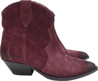 Isabel Marant Dewina Ankle Boots in Burgundy Suede