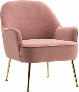 Home Heavenly Home Heavenly - Butaca De Sal&oacute;n Amberes Tapizada En Terciopelo Antimanchas. Patas Met&aacute;licas Anticorrosi&oacute;n. Color: Rosa Pata Dorada