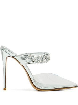 Femme LA 120mm Aspen chain-detail mules - Grey