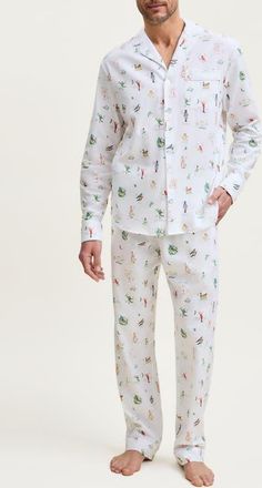 Petite Plume Cambridge 12 Days of Christmas Cotton Twill Pajamas in White at Nordstrom, Size X-Large