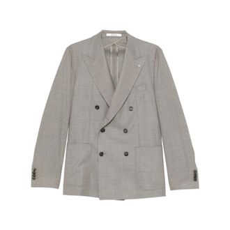 Tagliatore Blazers, male, Gray, Size: 2XL Double-Breasted Blazer