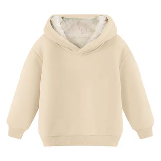 Generic Boys Girls Zipper Sweatshirt Youth Solid Classic Hoodies Soft Full Zip Hooded Sweatshirts for Teens Kids Unisex (Beige, 8-9 Years)