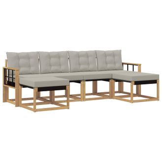 vidaXL Conjunto De Sof&aacute;s De Exterior 6 Pcs Blanco Y Gris Claro Vidaxl