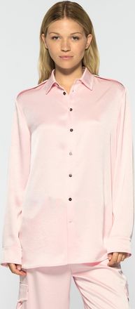 Serena Bute Satin Cargo Shirt - Pale Pink