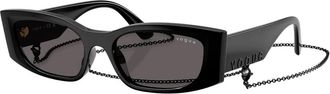 Vogue Eyewear Zwart/Rook Zonnebril - Dames - Zonnebrillen - Zwart - 53 MM - Nylon - Accessoires