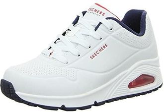 Skechers Womens Uno Stand on Air Sneaker, White Navy Red 73690, 7 UK
