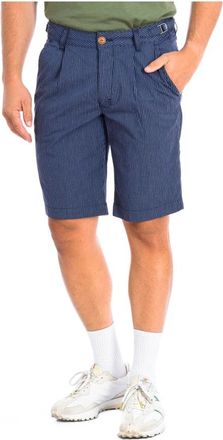 La Martina Blauw Gestreepte Bermuda Shorts - Heren - Korte Broeken - Blauw - W33 - Katoen - Korte Broeken
