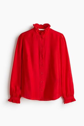 H&M Bluse mit Volantkragen - Rot