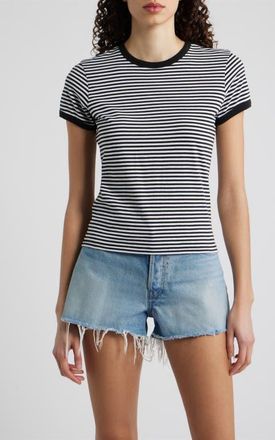 Frame Denim Ringer Pima Cotton T-Shirt in Black Multi at Nordstrom, Size X-Small