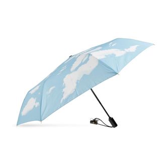 Moschino Accessoires, unisex, Blauw, ONE Size, Wol, Opvouwbare paraplu met print