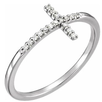 Pompeii3 White Gold Sideways Cross Diamond Ring