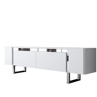 Asir Group LLC Mueble Tv, Mesa Tv, Mueble Bajo. Stand Blanco Plata