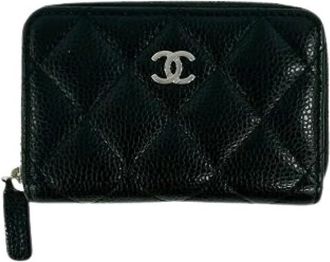 Chanel Pre-owned Wallets, female, Black, Size: ONE SIZE Pre-owned Matelasse Caviar Skin Coin Case
