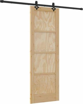 vidaXL Vidaxl - Juego De Puerta Corredera Manual Natural Y Negro 73.5 X 211 Cm
