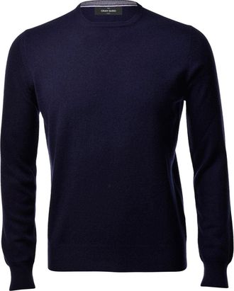 Gran Sasso Cashmere Crew Neck Sweater With Ribbed Details