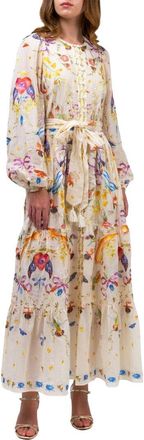 Marchesa Notte Threadwork Voile Maxi Dress