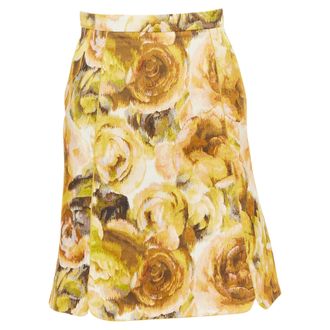 Giambattista Valli gold yellow floral jacquard high waist skirt IT40 XS
