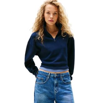 Tommy Jeans Dames/Dames Fleece Quarter Zip Boxy Crop Sweatshirt (Donkere marine)