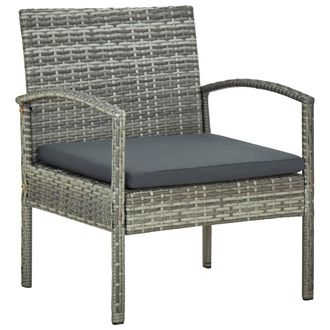 vidaXL Silla De Jard&iacute;n Con Coj&iacute;n Rat&aacute;n Sint&eacute;tico Gris Vidaxl