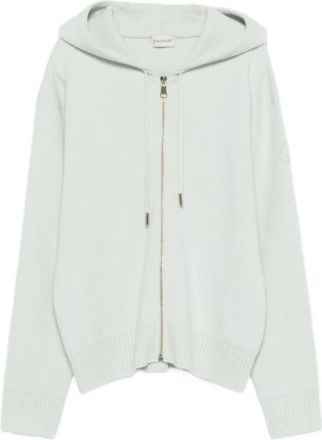 Moncler Cashmere & Wool Zip-Up Hoodie - Dames - Vesten met rits - Groen - S - Wol - Hoodies & sweatvesten