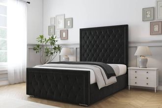 Comfort Beds Hilton Plush Bed Frame With Mattress-50 Upholstered in Black | Size: Double