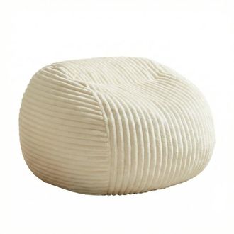 Urban Meuble Sill&oacute;n puf de tela acanalada beige para adultos