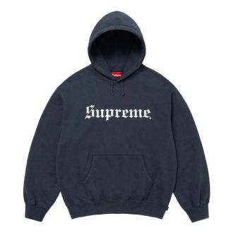 SUPREME FW25 Washed Old English Hooded Sweatshirt Navy SUP-FW25-107-NA