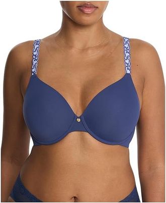 Natori Pure Luxe Custom Coverage Contour Underwire Womens Bra Ink/Blue Mist : 34DDD, Lace/Nylon/Polyester