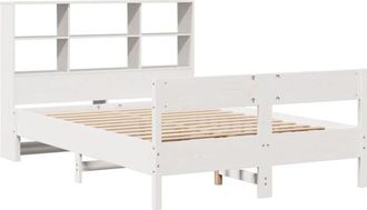 vidaXL Bookcase Bed without Mattress White 140x200cm Solid Wood Pine Vidaxl