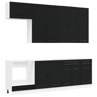 vidaXL Unidad De Cocina Porto 8 Uds. Negro Madera De Ingenier&iacute;a Vidaxl