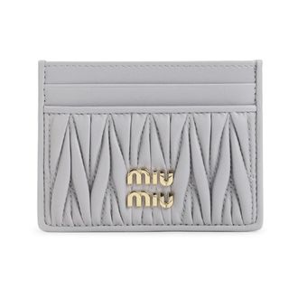 Miu Miu Matelass&eacute; Nappa Cardholder - female - Miu Miu - Wallets & Cardholders - Gray - ONE SIZE - Accessories