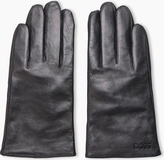 HUGO BOSS Mens Gioli Leather Gloves - Black - Size: 8.5