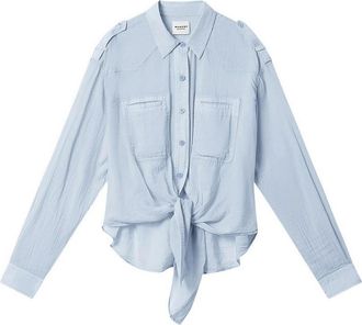 Isabel Marant Shirt Crafted From Light Blue Cotton With Bow